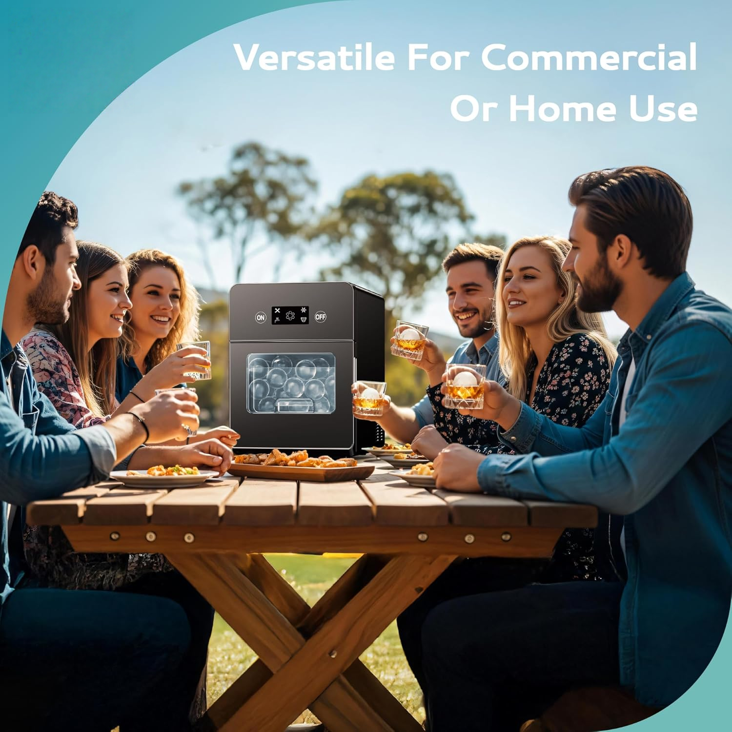 Crystal Clear Ice Ball Maker Countertop – 144pcs/Day, Self-Cleaning, Perfect for Whiskey & Spirits