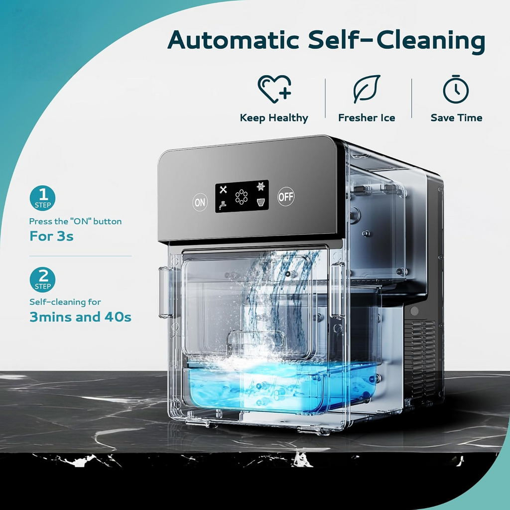 Crystal Clear Ice Ball Maker Countertop – 144pcs/Day, Self-Cleaning, Perfect for Whiskey & Spirits