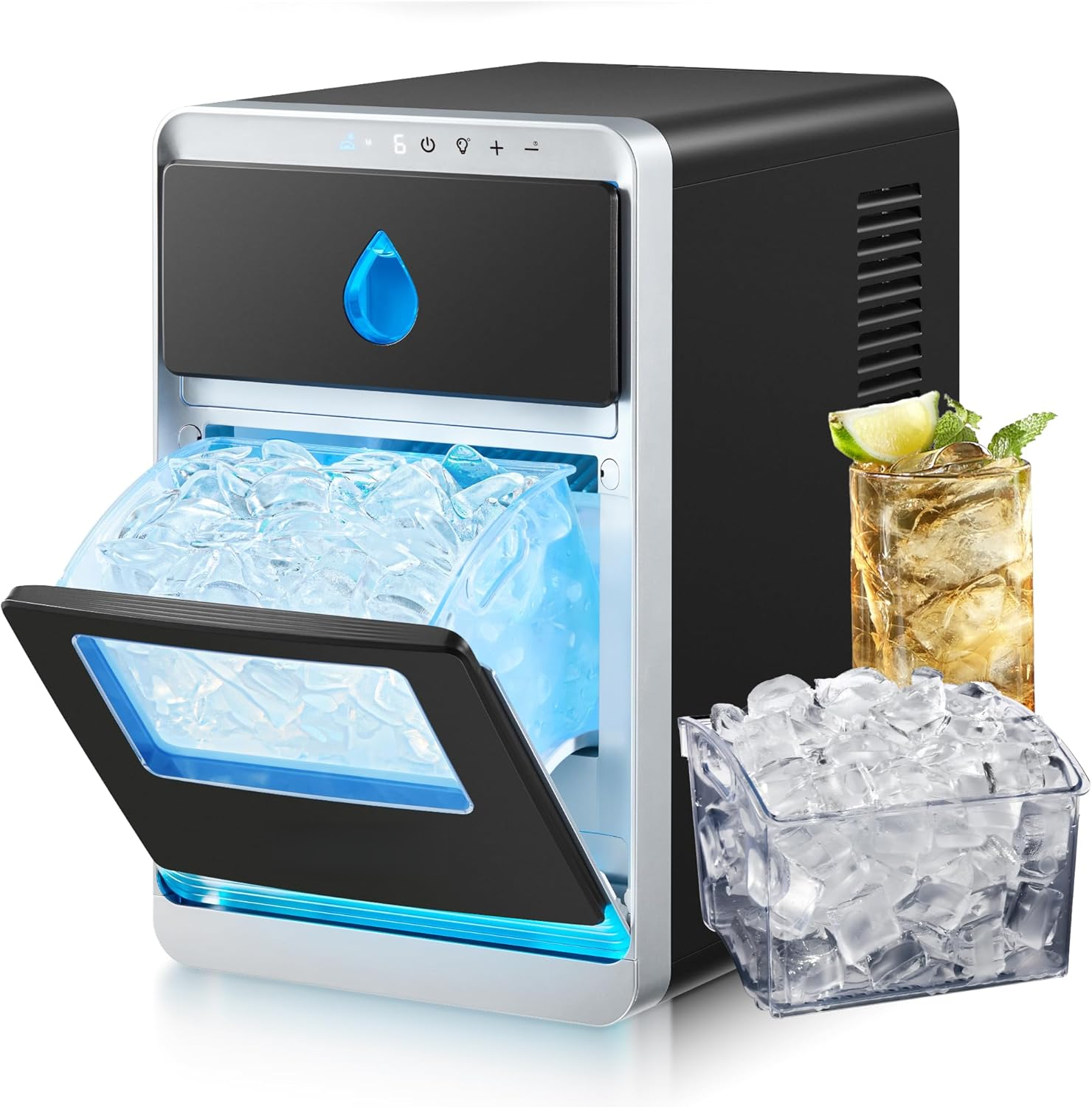 Countertop Crescent Ice Maker | 12-Min Fast Ice, 1600pcs/Day, Portable with Timer & Auto-Cleaning