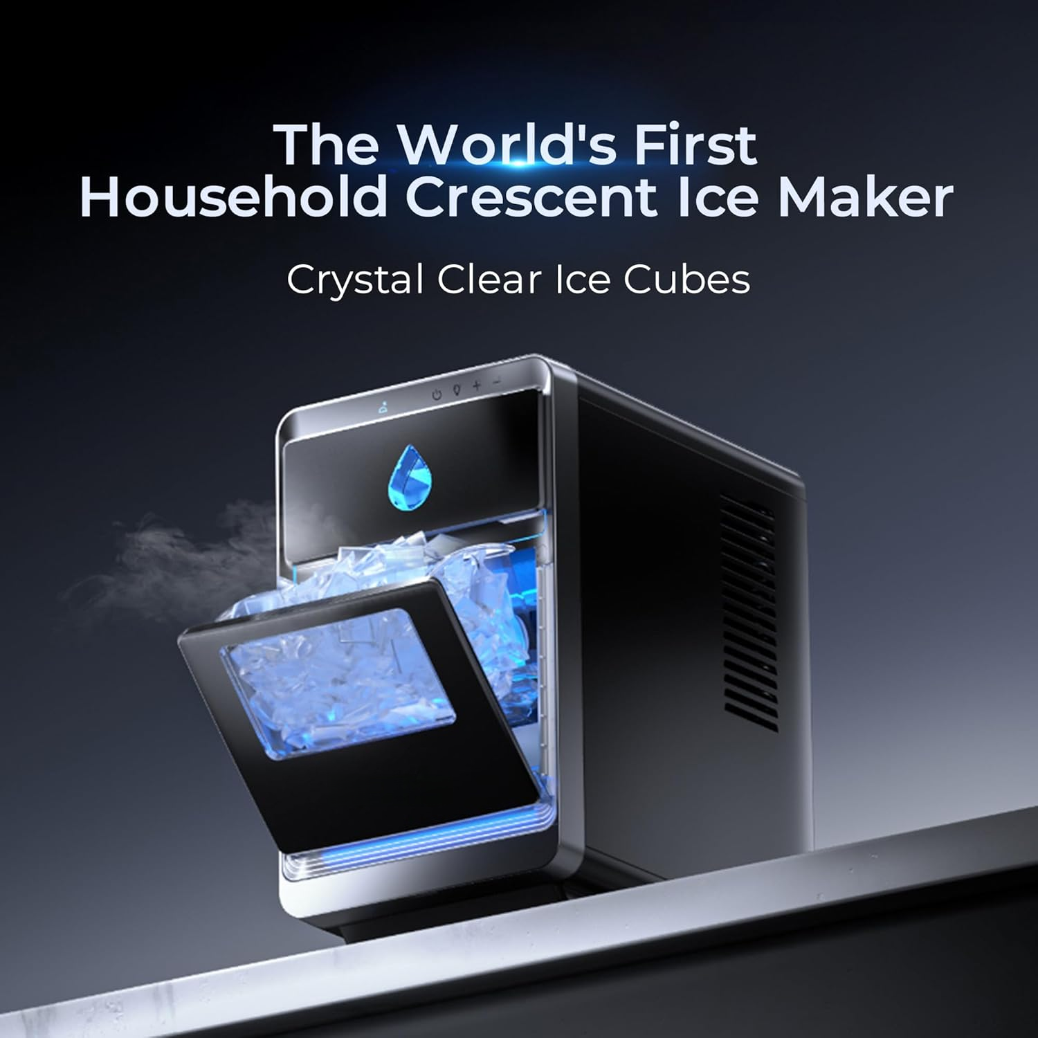 Countertop Crescent Ice Maker | 12-Min Fast Ice, 1600pcs/Day, Portable with Timer & Auto-Cleaning