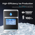 Countertop Crescent Ice Maker | 12-Min Fast Ice, 1600pcs/Day, Portable with Timer & Auto-Cleaning