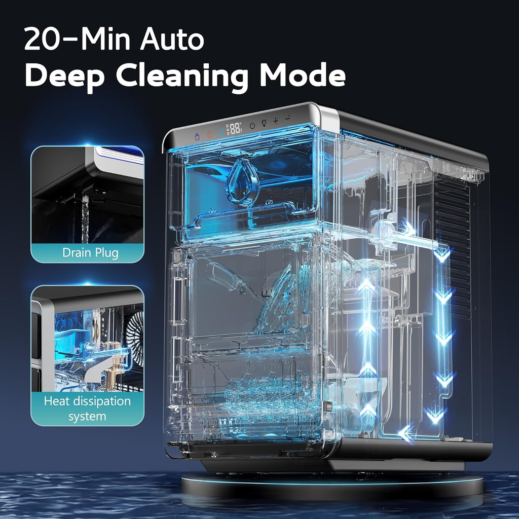 Countertop Crescent Ice Maker | 12-Min Fast Ice, 1600pcs/Day, Portable with Timer & Auto-Cleaning