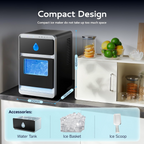Countertop Crescent Ice Maker | 12-Min Fast Ice, 1600pcs/Day, Portable with Timer & Auto-Cleaning