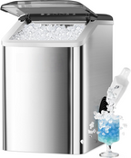Countertop Nugget Ice Maker | 40lbs/Day, Auto-Cleaning, 2Qt Reservoir, Compact Stainless Steel