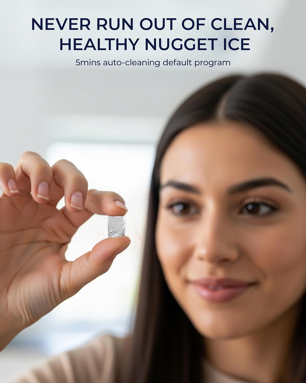 Countertop Nugget Ice Maker | 40lbs/Day, Auto-Cleaning, 2Qt Reservoir, Compact Stainless Steel