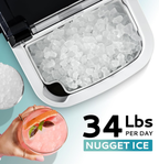 Countertop Nugget Ice Maker | 6 Mins Fast Ice, 34lbs/Day, Portable with Handle & Scoop