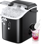 Countertop Nugget Ice Maker | 6 Mins Fast Ice, 34lbs/Day, Portable with Handle & Scoop